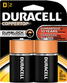 Duracell Coppertop Batteries D 2 pk.
