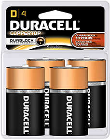 Duracell Coppertop Batteries D 4 pk.